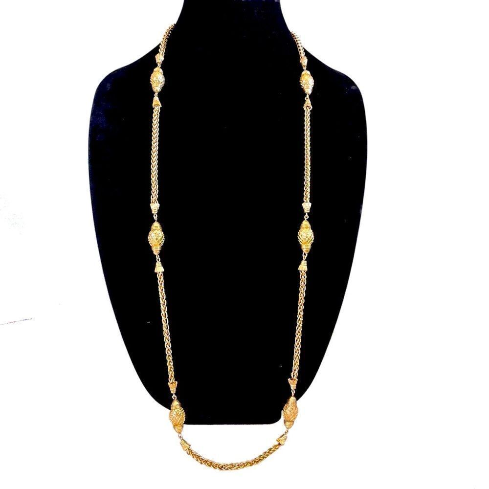 Monet Gold Bead Toggle Clasp Rope Necklace